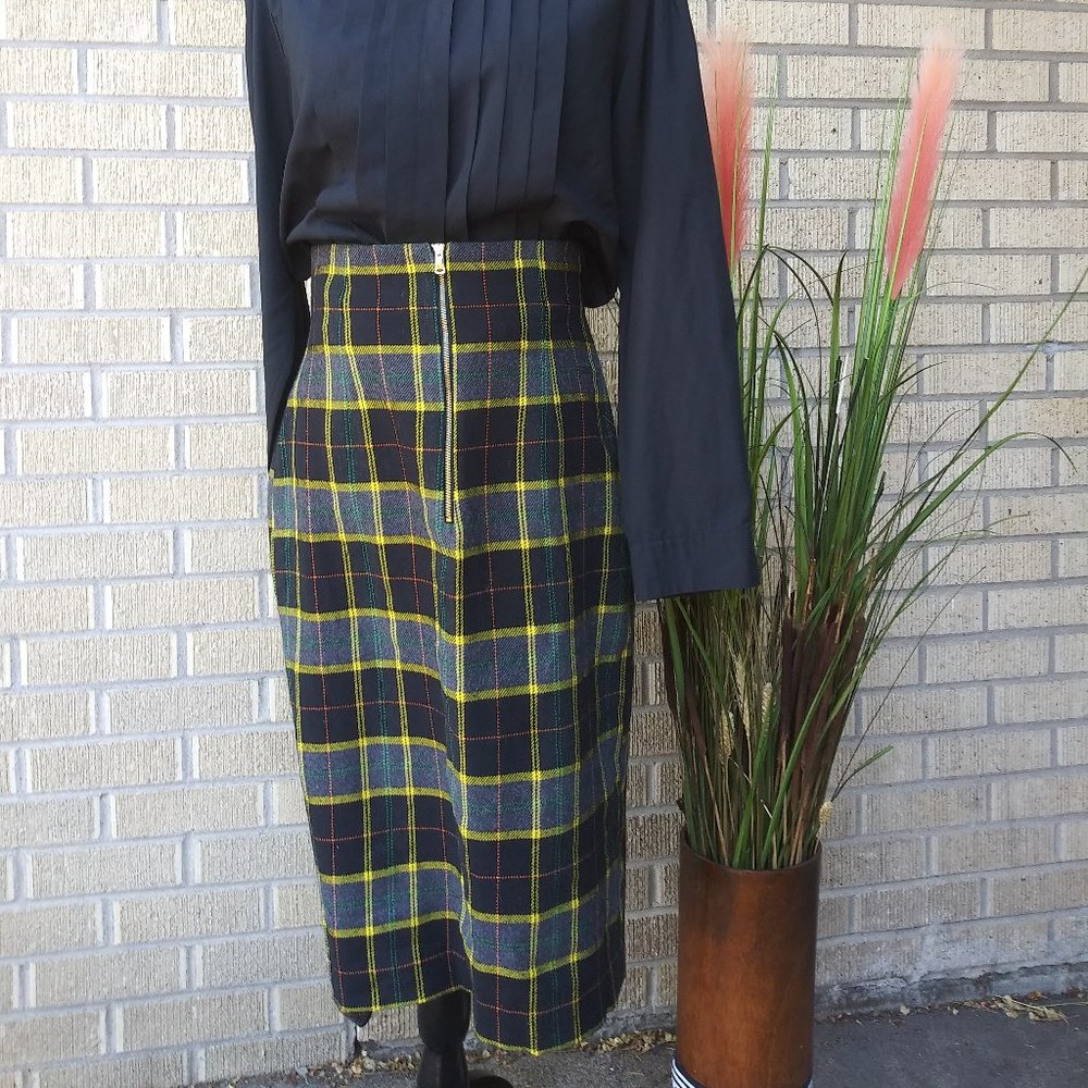 Zara Basic Plaid Zip-up Pencil Skirt